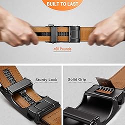 KEMISANT Men Belt 2 Pack, Leather Ratchet Belt Easy