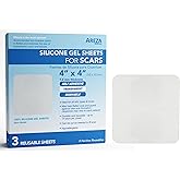 Areza Medical Silicone Gel Sheets for Scars 4 inch x 4 inch Three Sheets Per Box; by Areza Medical (Pack of 3)