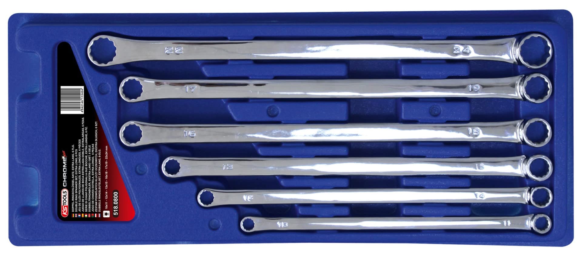 KS Tools 518.0800 10-24mm XXL Chrome+ Ring Spanner Set (6 Pieces)