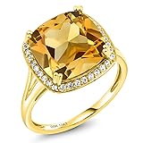 Gem Stone King 10K Yellow Gold Yellow Citrine and
