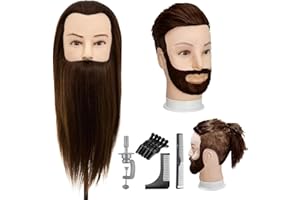 Neverland Beauty & Health Male Mannequin Head with 100% Human Hair - 14" Barber Mannequin Head Male, Cosmetology Men Manikin head for Haircut Practice with Clamp Stand
