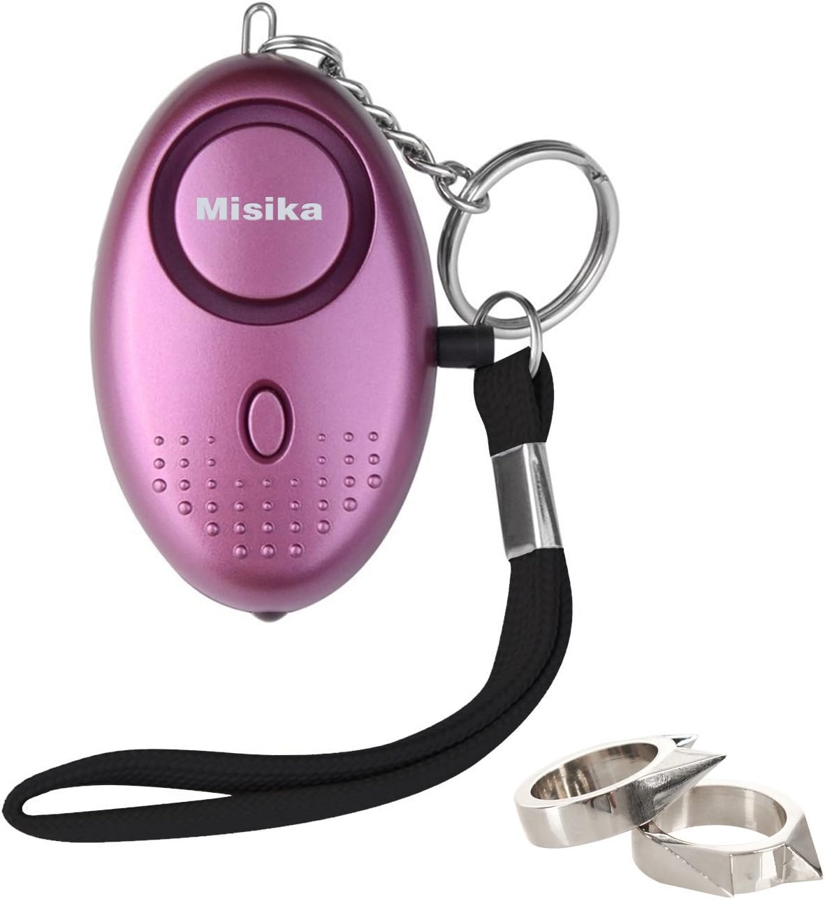 Misika Emergency Personal Security Alarms Purple Self-Defense 130 DB Decibels with LED Light 2 Safety Attack Defense Ring for Women Kids Students Girls Elderly Runners