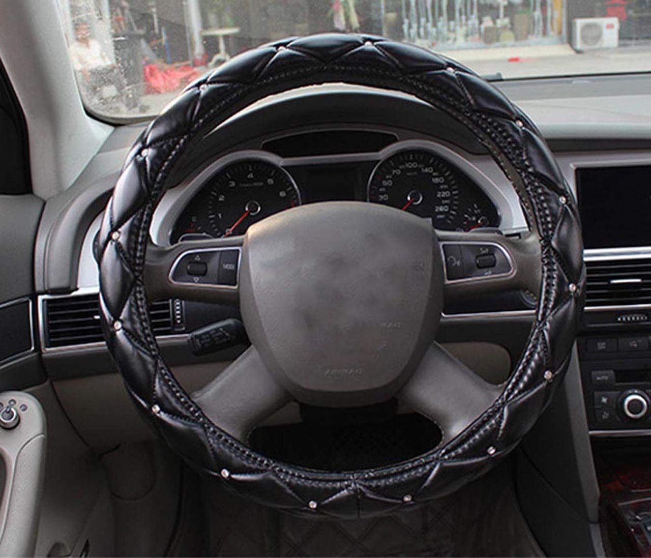 Universal Sparkly Diamond car Steering Wheel Cover Full Bling bling