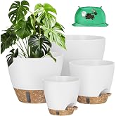 LifeNest Plant Pots, 12" 10" 6" 8" Inch Self Watering Pots with Water Level Indicator, Set of 5 Flower Pots Indoor with Drainage Holes, Modern Planters for Indoor Outdoor Plants, Room &amp; Office D&eacute;cor