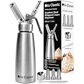 Otis Classic Whipped Cream Dispenser 500ml Stainless Steel with 3 Nozzles | Professional Grade, Three Decorator Tips, Commercial Quality whipped cream maker for coffee and desserts