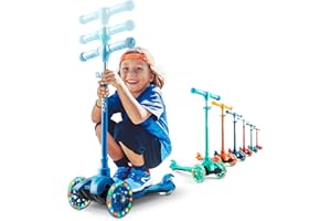 KICKSY WHEELS Kicksy - Kids Scooter - Toddler Scooter for Kids 2-5 Adjustable Height - 3 Wheel Scooter for Kids Ages 3-5 Boys & Girls - Kids Three Wheel Scooter with Light Up LED Wheels