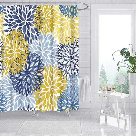 Cortina de ducha de mármol blanco y negro Línea dorada Ducha de lavado