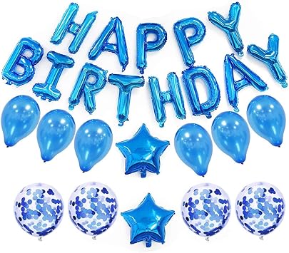 Meowoo Decoration D Anniversaire Ballon Fete Decorations De Fete D Anniversaire Avec 6 Latex Ballon 4 Ballons Confettis 2 Ballons Chiffre Etoile 13 Ballons Happy Birthday 1 Set Bleu Amazon Fr Jeux Et Jouets
