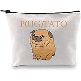 XYANFA Pugtato Makeup Bag Funny Pug Gift Pug Lover Gift Pug Owner Gift Pug Zipper Pouch Gift For Pug Enthusiast (P(UG) TATO)