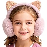 ZGDG Unicorn Earmuffs Foldable Warm Soft Plush Ear Cover with Cute Cat Ears Outdoor Winter Ear Warmers for Girls Kids Teens