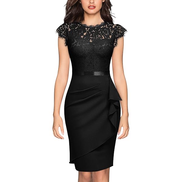 Amazon.com: Miusol Women's Retro Floral Lace Ruffle Style Cocktail Mini  Dress (Small, Black) : Clothing, Shoes & Jewelry