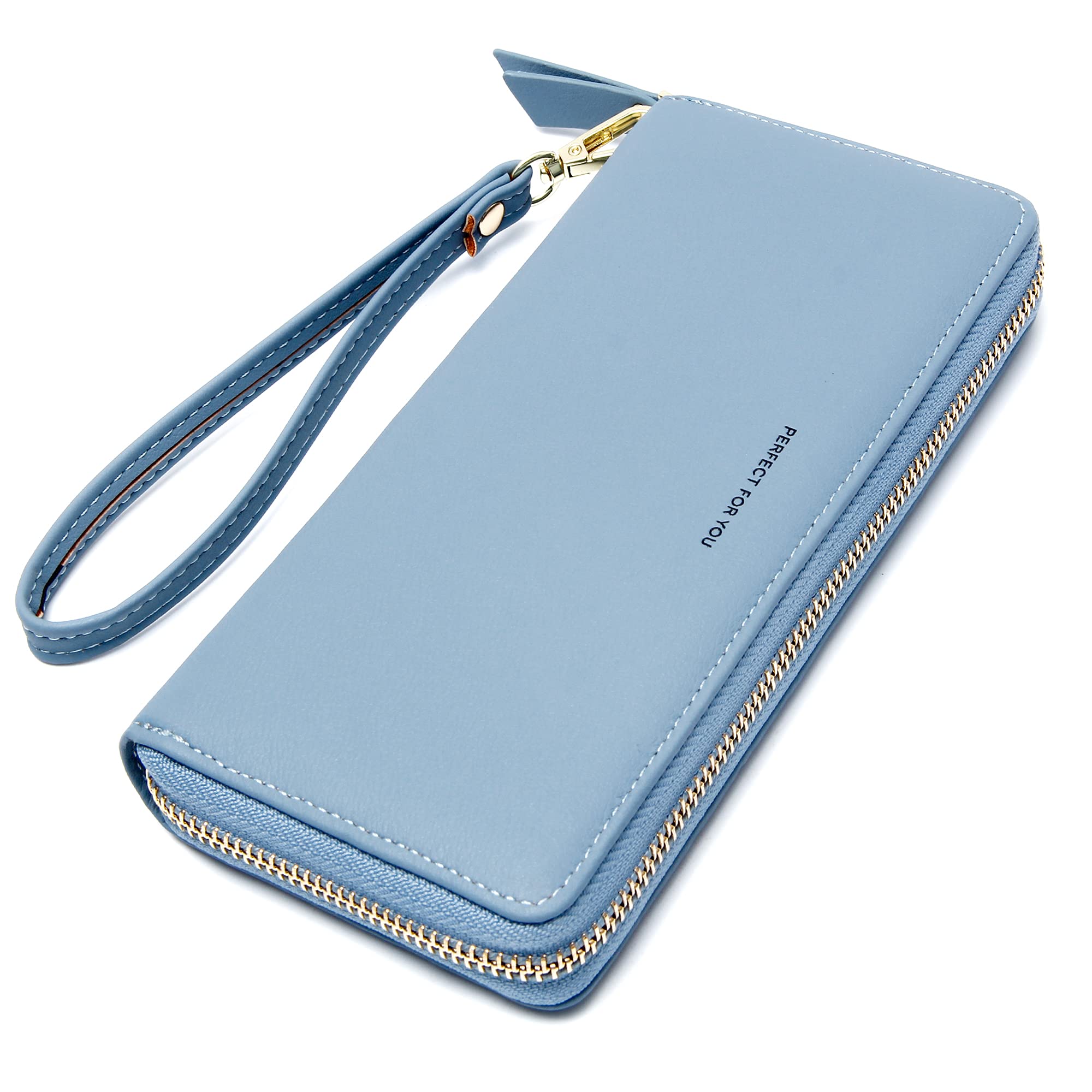 VOCUS Womens Wallet RFID Blocking Zip Around Wallet PU Leather Large Travel Long Purse Credit Card Holder with Wristlet