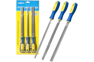 YKLP 8inch Metal File Set,3pcs High-Carbon Steel Needle File,Flat/Half-Round/Round for Metal Wood Working