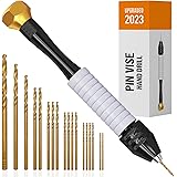 Pin Vise Small Hand Drill for Jewelry Making - Craft911 Manual Craft Drill Sharp HSS Micro Mini Twist Drill Bits Set for Resi