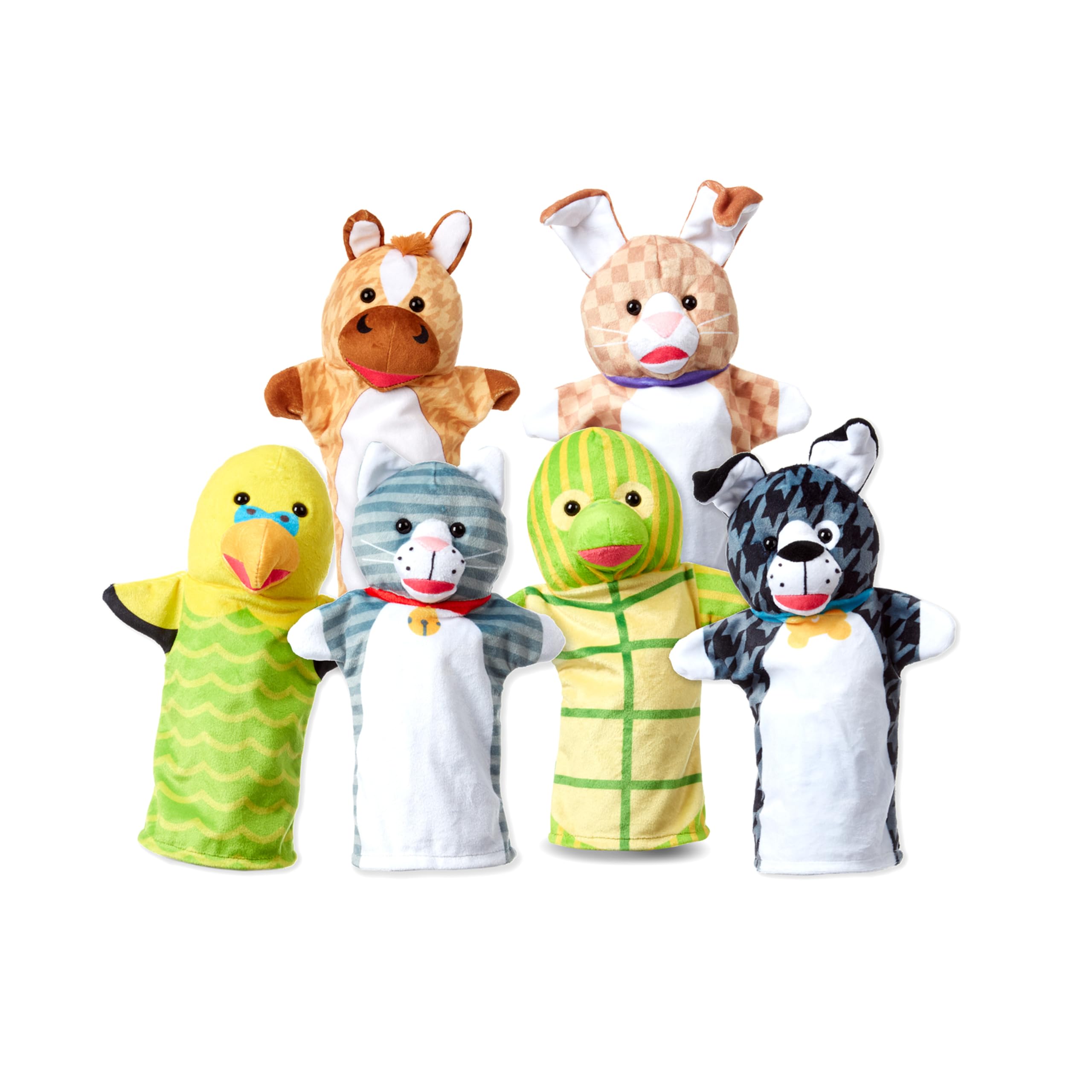 Melissa & Doug Pet Buddies Hand Puppets, Set of 6 (Cat, Dog, Horse, Parrot, Turtle, Rabbit)