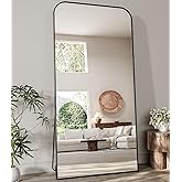 Koonmi Full Length Mirror, 76"x34" Mirror Full Length with Stand, Black Domed Top Square-Edged Floor Mirror with Aluminum Alloy Frame for Bedroom Living Room