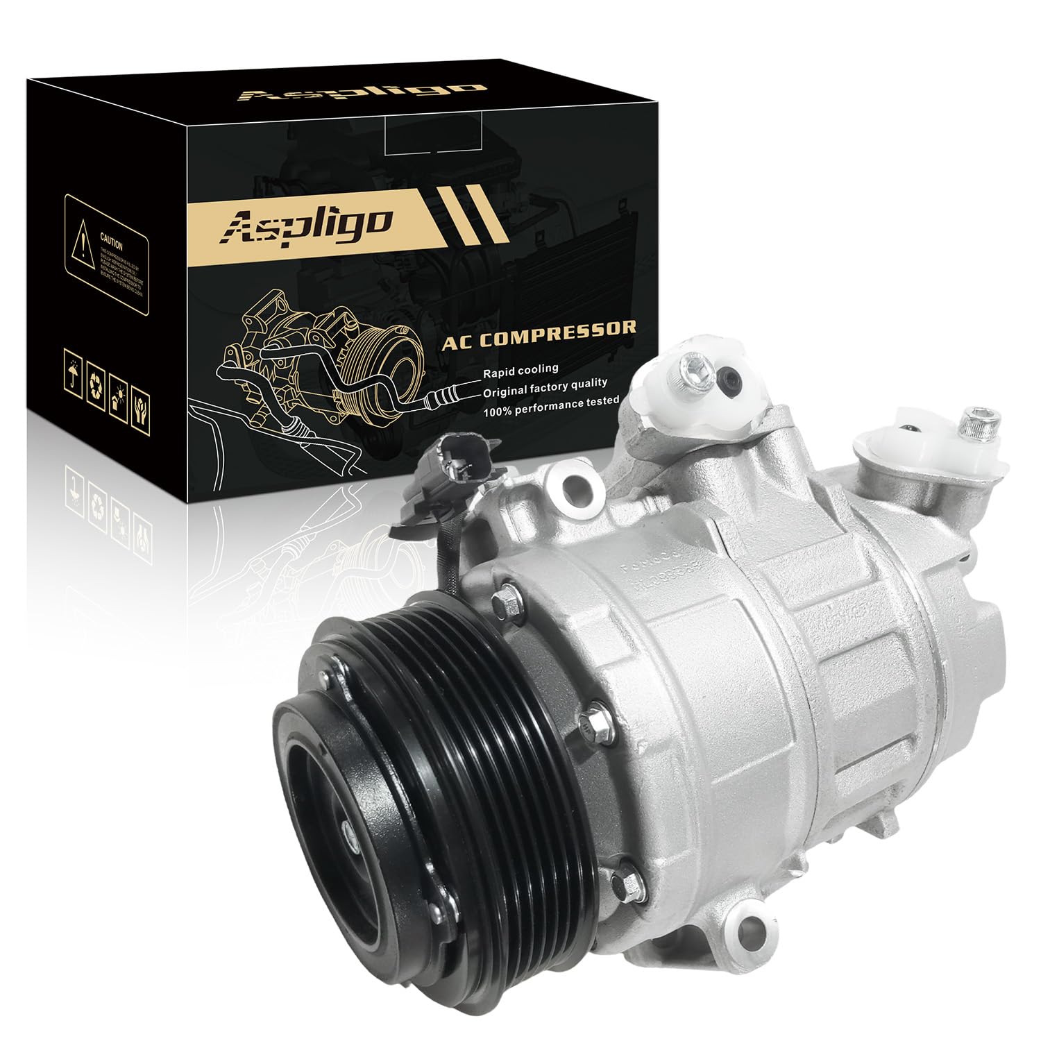 Photo 1 of Aspligo Air Conditioner AC Compressor Fits for Ford Police Interceptor Utility 2013-2015, Ford Explorer 2011-2019, with A/C Clutch, CO9777C AC Compressor, Replaces 68201076, BB5319D629DA, DB5Z19703A