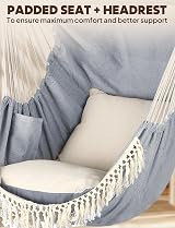 Chihee Hammock Chair 2 Seat Cushions Included Strong Webbing Straps Hooks view 6
