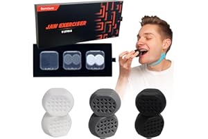 Bonsture Jaw Exerciser for Men & Women – 3 Resistance Levels (6 pcs) Silicone Jawline Exerciser Tablets – Powerful Jaw Trainer for Beginner, Intermediate & Advanced Users