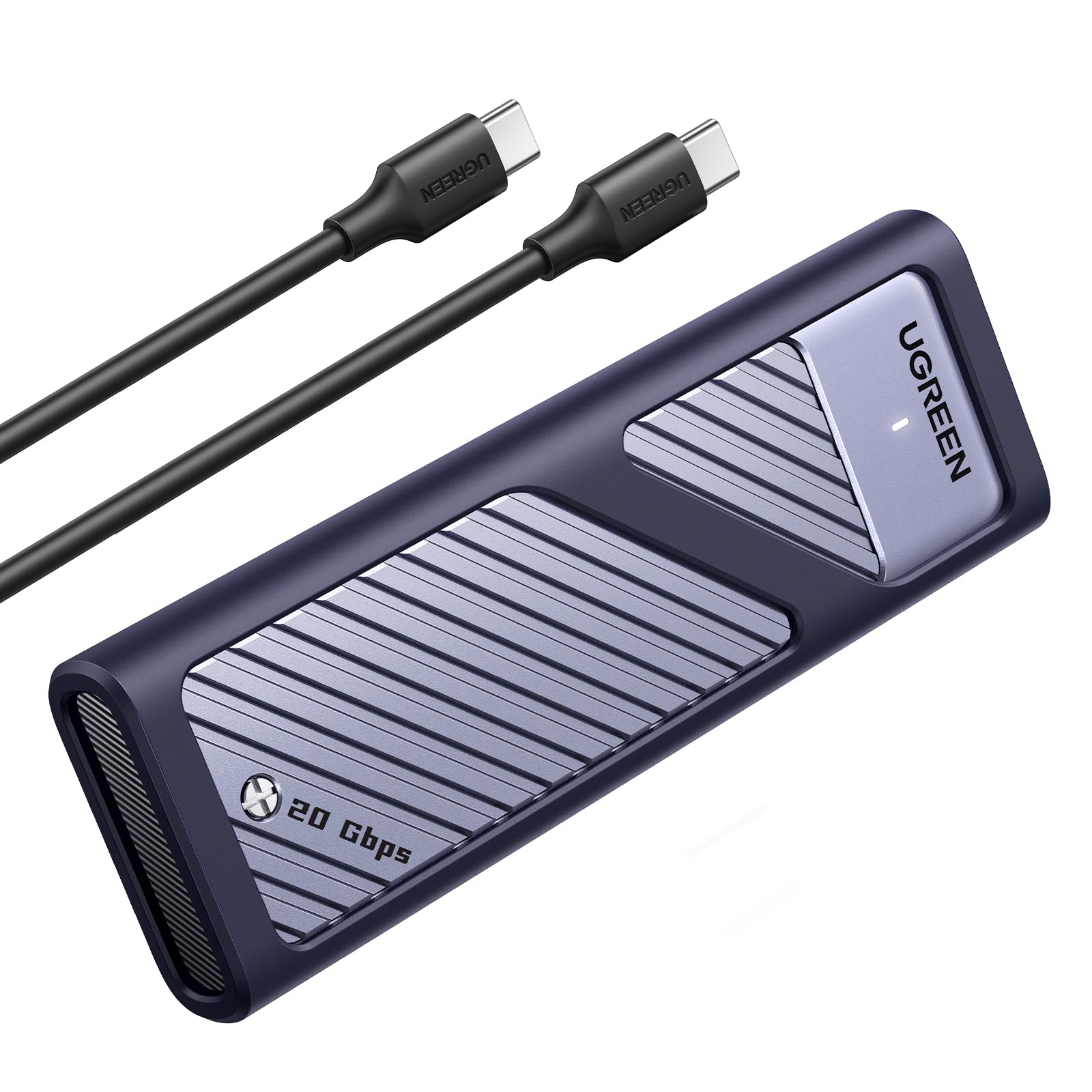 UGREEN 20Gbps NVME SATA SSD Gehäuse USB C 3.2 Gen 2x2, M.2 SSD Gehäuse für NVMe SSD und SATA von M-Key/ M+B Key in 2280/2242/2230/2260, kompatibel mit MacBook Pro 2024, HP 14pro, iPhone17 Promax, PS5