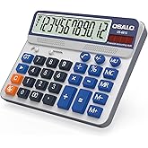 Desktop Calculator Extra Large 5-Inch LCD Display 12-Digit Big Number Accounting Calculator with Giant Response Button, Battery &amp; Solar Powered, Perfect for Office Business Home Daily Use(OS-6815)
