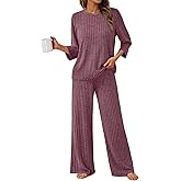 LILLUSORY Womens 2 Piece Lounge Sets Pajamas Matching Outfits 2026 3/4 Sleeve Fall Clothes Vacation Comfy Casual Sweatsuits