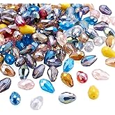 Craftdady 200Pcs 15x10mm Faceted Glass Teardrop Spacer Beads Random Mixed AB Color Crystal Loose Beads for DIY Jewelry Making with 1.5mm Vertical Hole