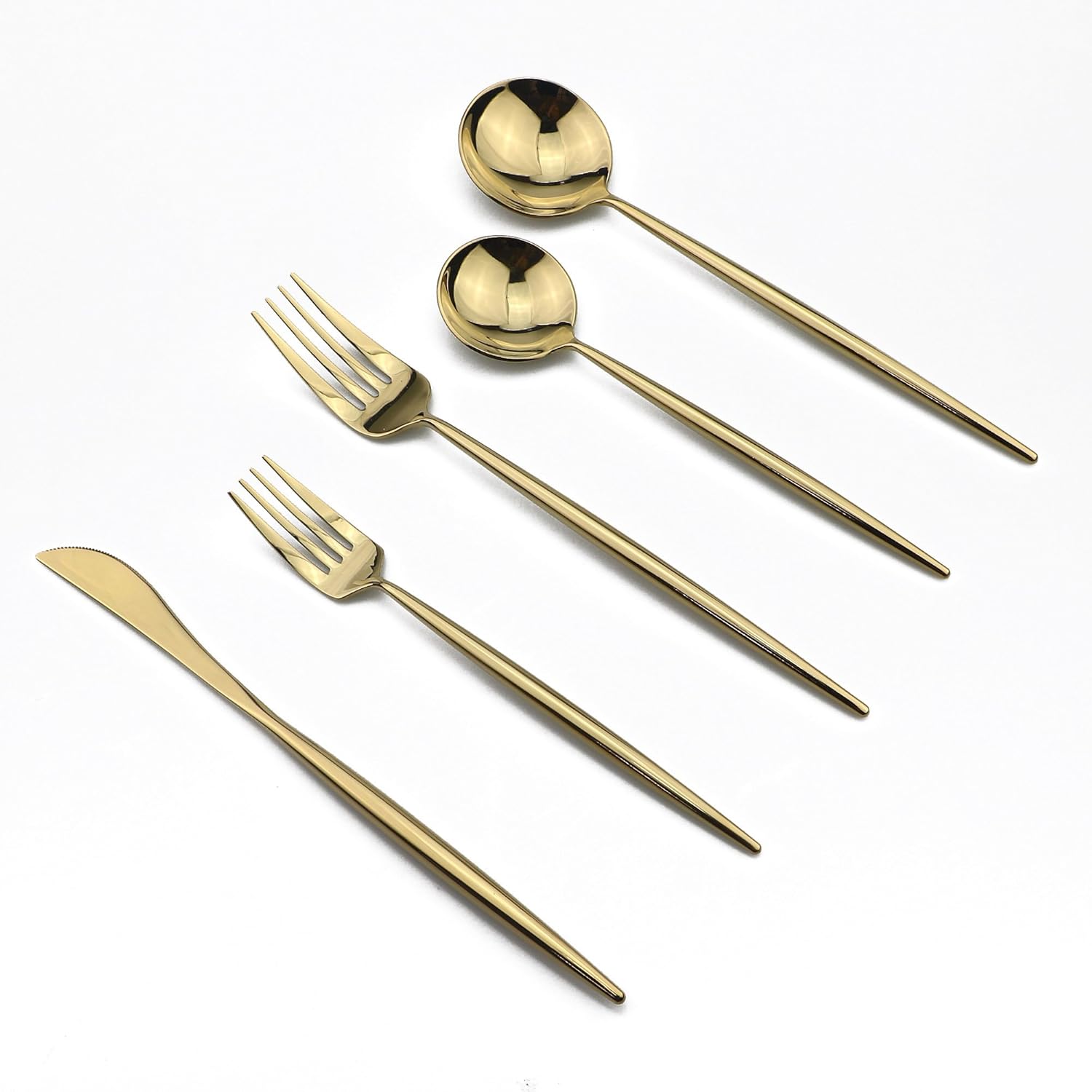 5pcs Flatware Set 18/10 Stainless Steel Dishwasher Safe Shiny Gold Dinnerware 9739536942836 eBay