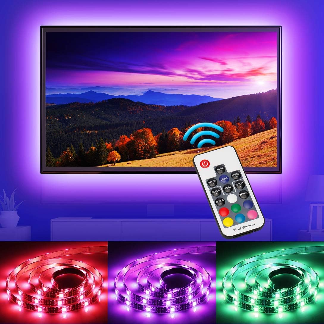 Led Strip Lights - Nicewell 6.5ft USB TV LED Backlight Dimmable Bias Lightning for 32-60in TV with Remote 20 Color【Upgrade】