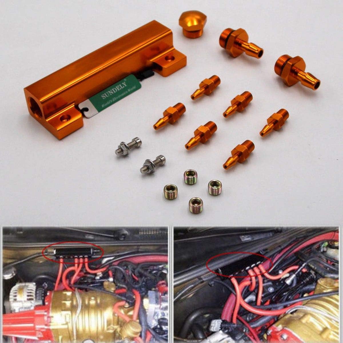 Vacuum Intake Manifold Kits 6Port 1/8 NPT Turbo Wastegate Boost Block Golden