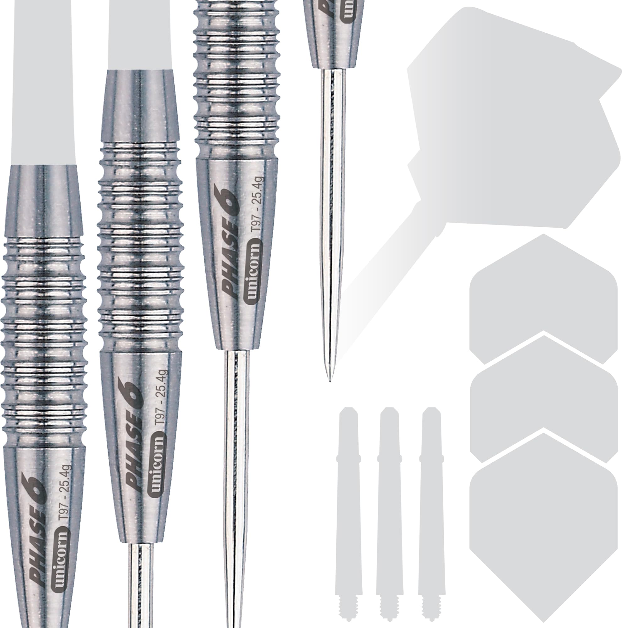 Unicorn Steel Tip Professional Darts Barrels Only | Evolution World Champion Series Phase 6 | 97% Natural Tungsten Barrels | Wallet | 25 g