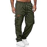 HOTake Men's Casual Cargo Sweatpants Waist Drawstring Joggers Hiking Tactical Pants for Men with Pockets