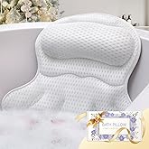 Bath Pillow Luxury Bathtub Pillow, Extra Soft & Comfortable Bath Pillows for Tub Head Neck and Back Support, with 4D Air Mesh Cushions & Non-Slip Suction Cups - Bath Accessories Spa Gifts for Women