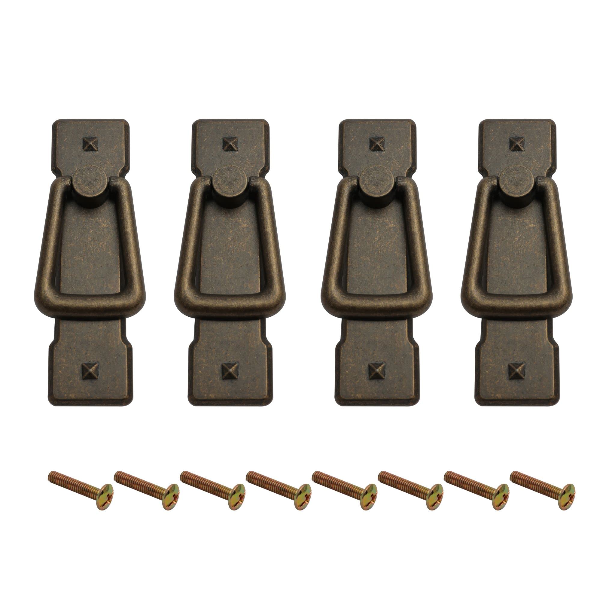 HARMAC HOUSE Vintage Drop Handles Antique Bronze Door Ring Pull Handles Kitchen Cabinet Cupboard Chest of Drawer Vintage Bronze Drop Ring Pull Handles (4)