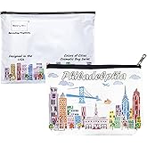 Beary Blu City Themed Artwork Cosmetic Bag Series – Designed in USA, Travel Makeup Bag with Zipper, Souvenir Gift for Women, Artwork Organizer for Purse or Toiletry (Philadelphia)