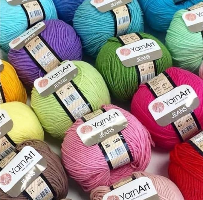 55 Cotton 45 Acrylic Yarn YarnArt Jeans 8 Skein/Ball Pack 400 gr 1392 yds (Choose
