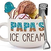 YEUYUQIU Papa Gifts for Grandpa - Christmas Gifts for Papa from Granddaughter Grandson, Ideal Birthday Gift for Grandpa - Papa's Ice Cream Bowl Shovel Set Present for Birthday Fathers Day Christmas