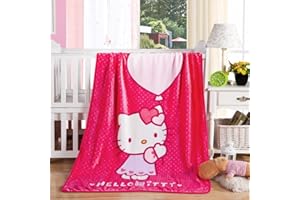 Hidtaw Blanket Cartoon Kitty Printing Throw Blanket Soft Cover Flannel Cozy Plush Fleece Blanket for Boys Girls Kids Toddler Baby Larqe(55 in x 39 in)