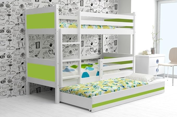 title=Lettino triplo RINO 190x90 per ragazzi, letto a castello con terzo letto