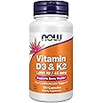 NOW Supplements, Vitamin D-3 & K-2, 1,000 IU/45 mcg,Plus Cardiovascular Support*, Supports Bone Health*, 120 veg Capsules