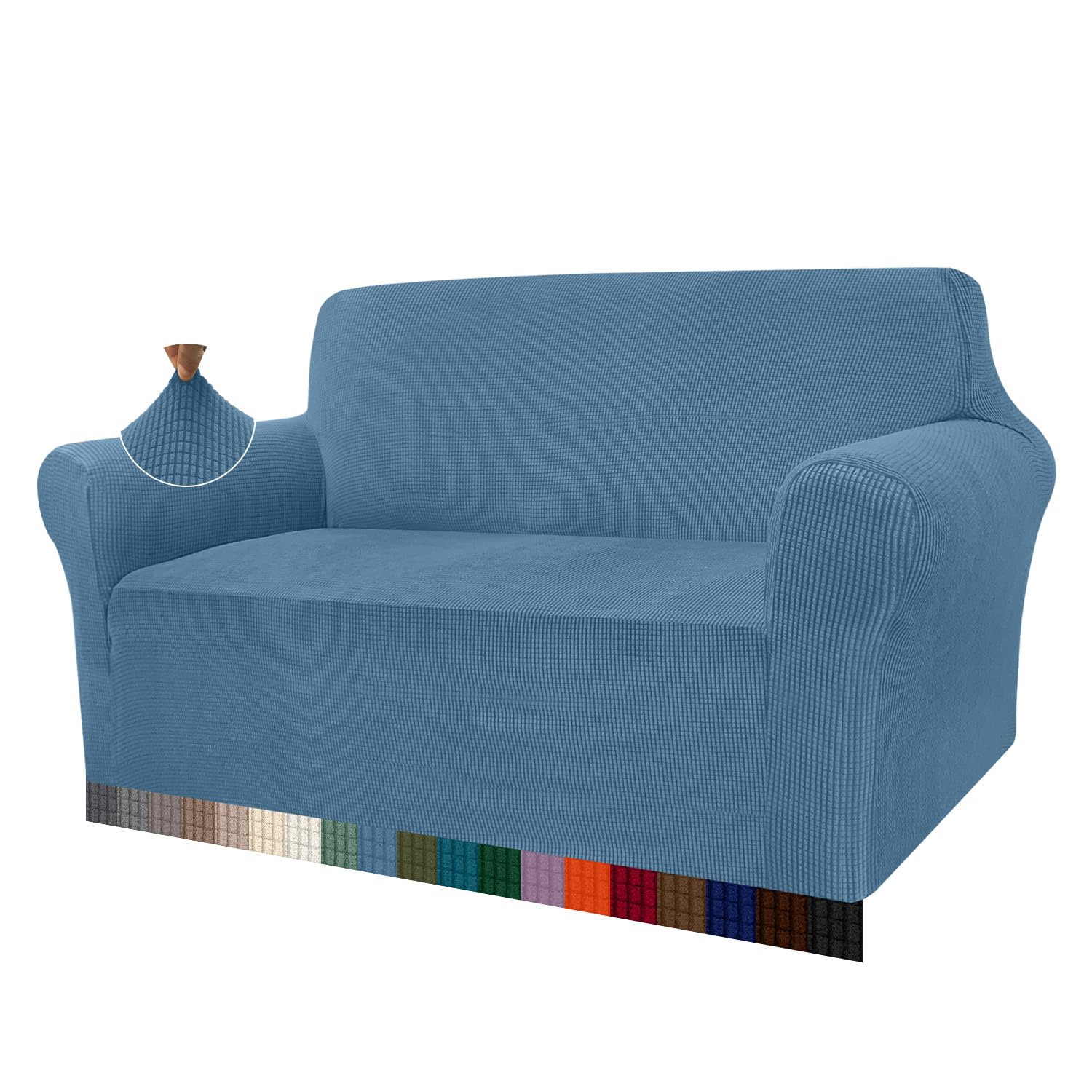 Granbest High Stretch Sofa Covers Universal Super Soft Loveseat Couch Jacquard Covers for Dogs Non Slip Furniture Protector Machine Washable (2 Seater, Azure Blue)