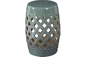 Outsunny 13" x 18" Ceramic Garden Stool with Woven Lattice Design & Glazed Strong Materials Decorative Outdoor Stool, Green