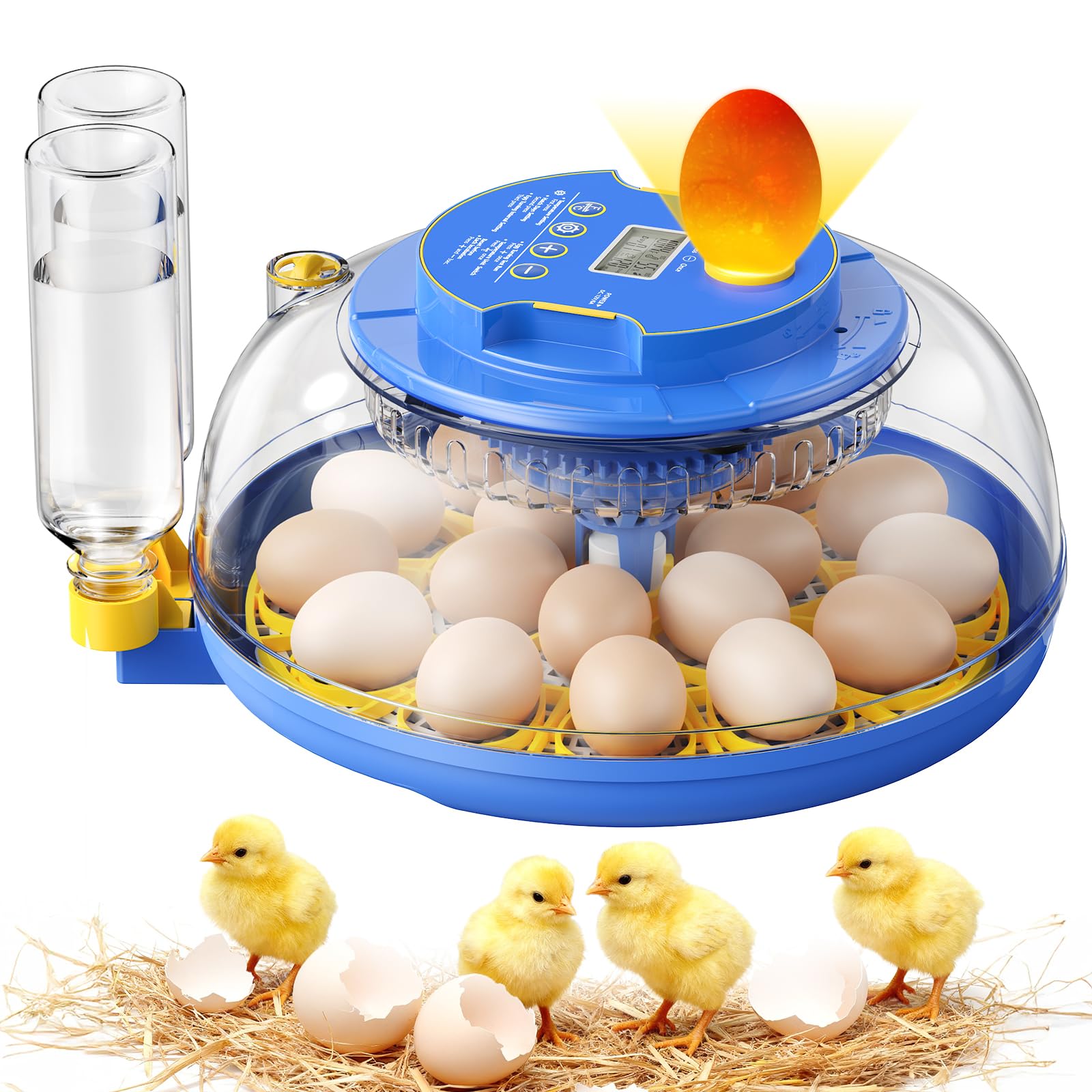 Photo 1 of ***(PARTS ONLY/ MAJOR DAMAGE/ NON FUNCTIONAL)***18 Egg Incubators for Hatching Eggs, 360° View with Automatic Egg Turning & Humidity Control, Built-in Egg Candler for Hatching Chicken, Duck, Goose, Quail, Ideal for Home, Classroom, Laboratory, Farm