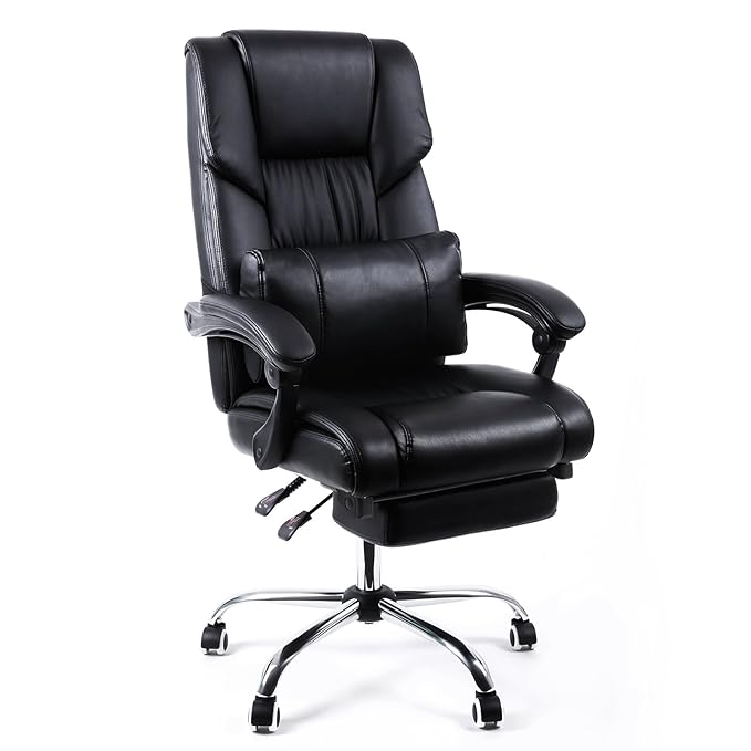 SONGMICS Office Swivel Computer Desk Chair with Footrest, height