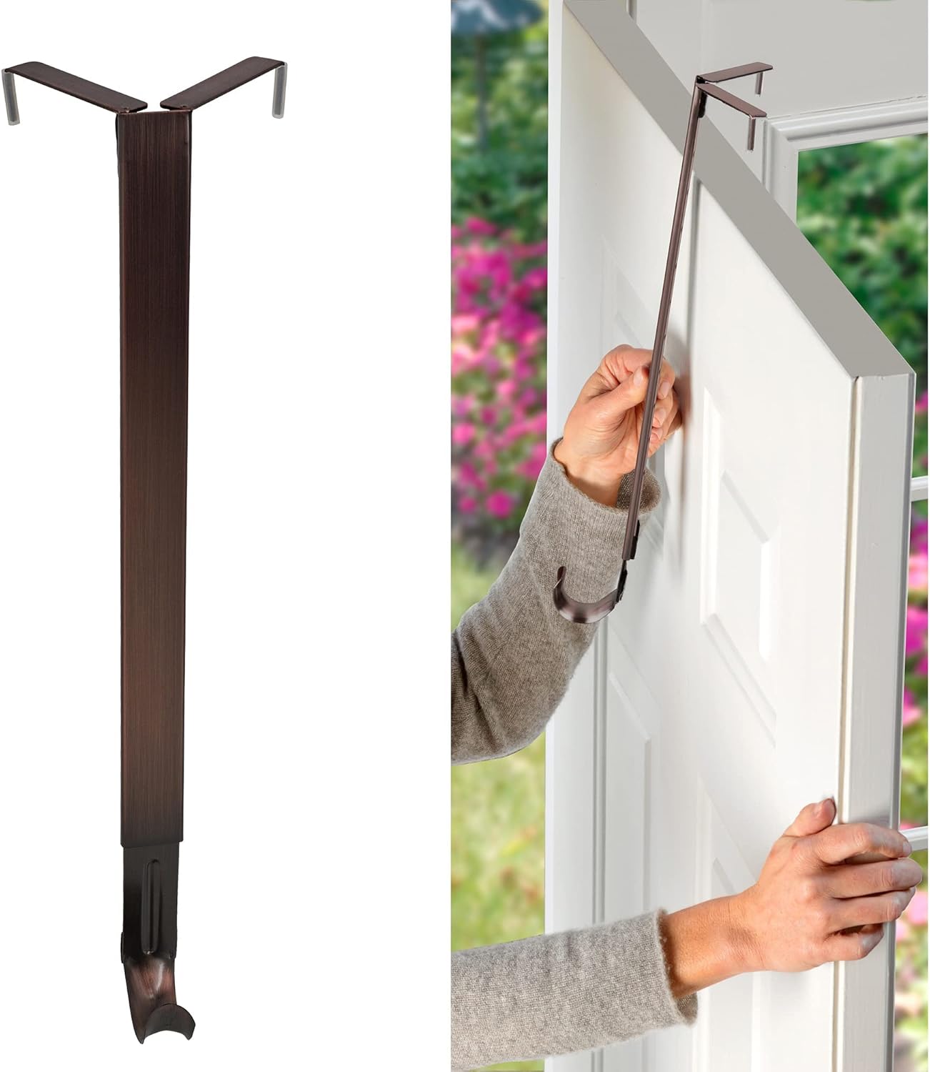 Wreath Hangers - Haute Decor Adapt Adjustable Wreath Hanger, Top & Length Adjustable - Oil-Rubbed Bronze - Strong Metal Wreath Holder for Thick or Thin Doors