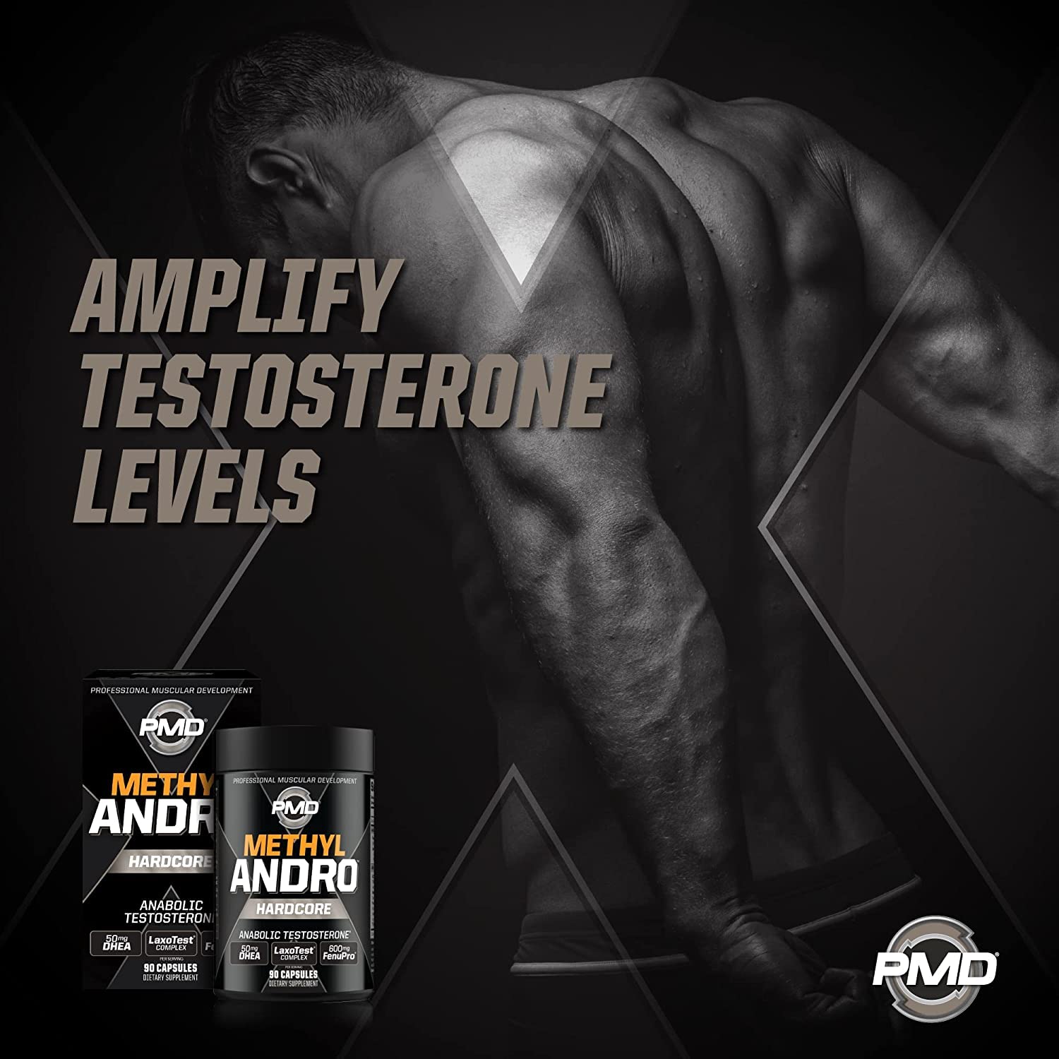 PMD Methyl Andro Hardcore - Support Testosterone for Lean Muscle & Strength Gains-Weightlifting and Workout Performance- Dietary Supplement (90 Capsules)
