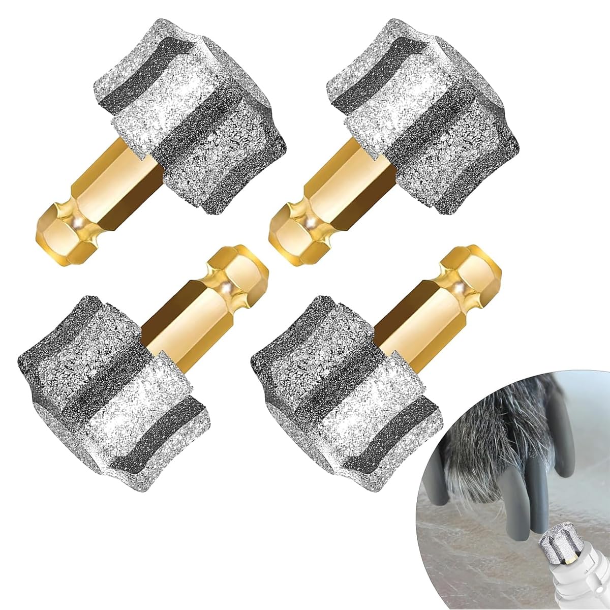 Hsthe Sea 4Pcs Dog Nail Grinder Replacement Pet Nail Grider Polisher Wheel Head Professional Spare Grinding Head for Dog Cat Pet Toenail Paws Electric Claw Trimmer Nail Smoothing Grooming Tool