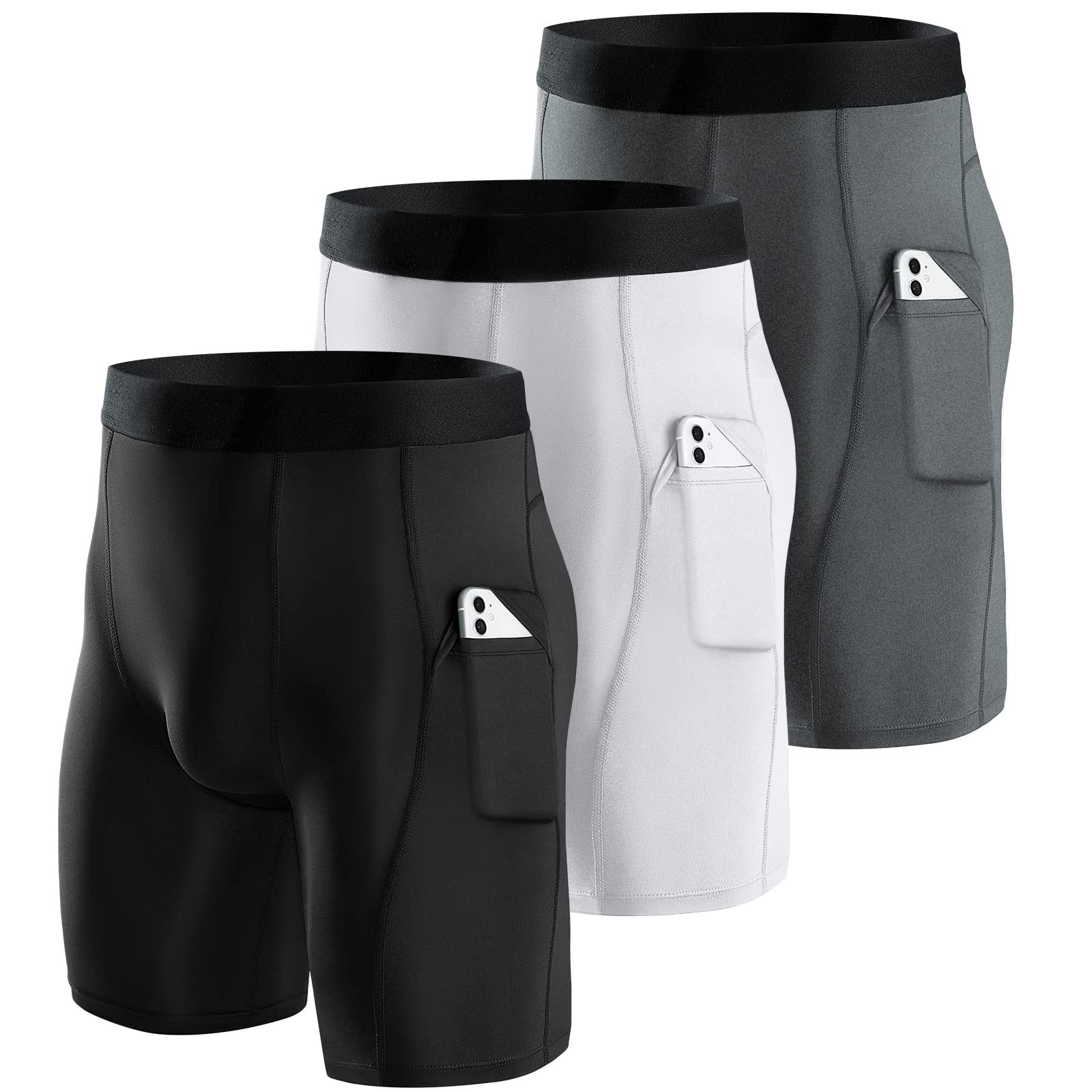 3 Pack Compression Shorts Men Sports Anti-Chafing Underwear Base Layer