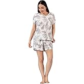 TAHARI Summer Pajamas for Women, Two piece Cami Tank and Tee Shorts Pajama Sets Sleepwear