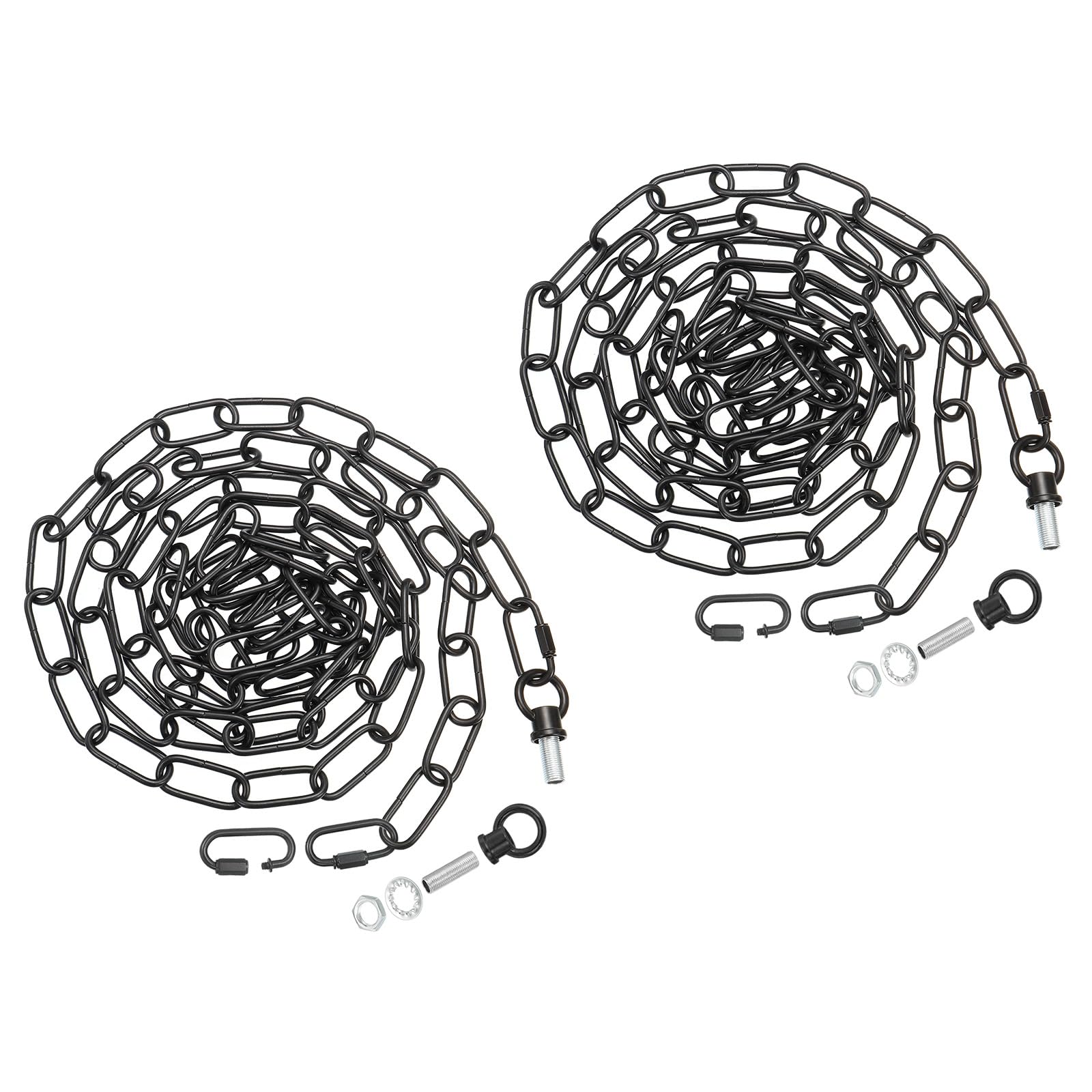 PATIKIL 10 Feet Lighting Chain for Hanging Lamp, 2 Set Chandelier Chain Light Fixture Chain Load Capacity 65 Lbs for Pendant Light, Ceiling Fan, Black
